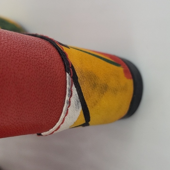 1053- Stuart Weitzman Red Floral Lace-Up Platform Wedge Heels Size 9 - Picture 10 of 17